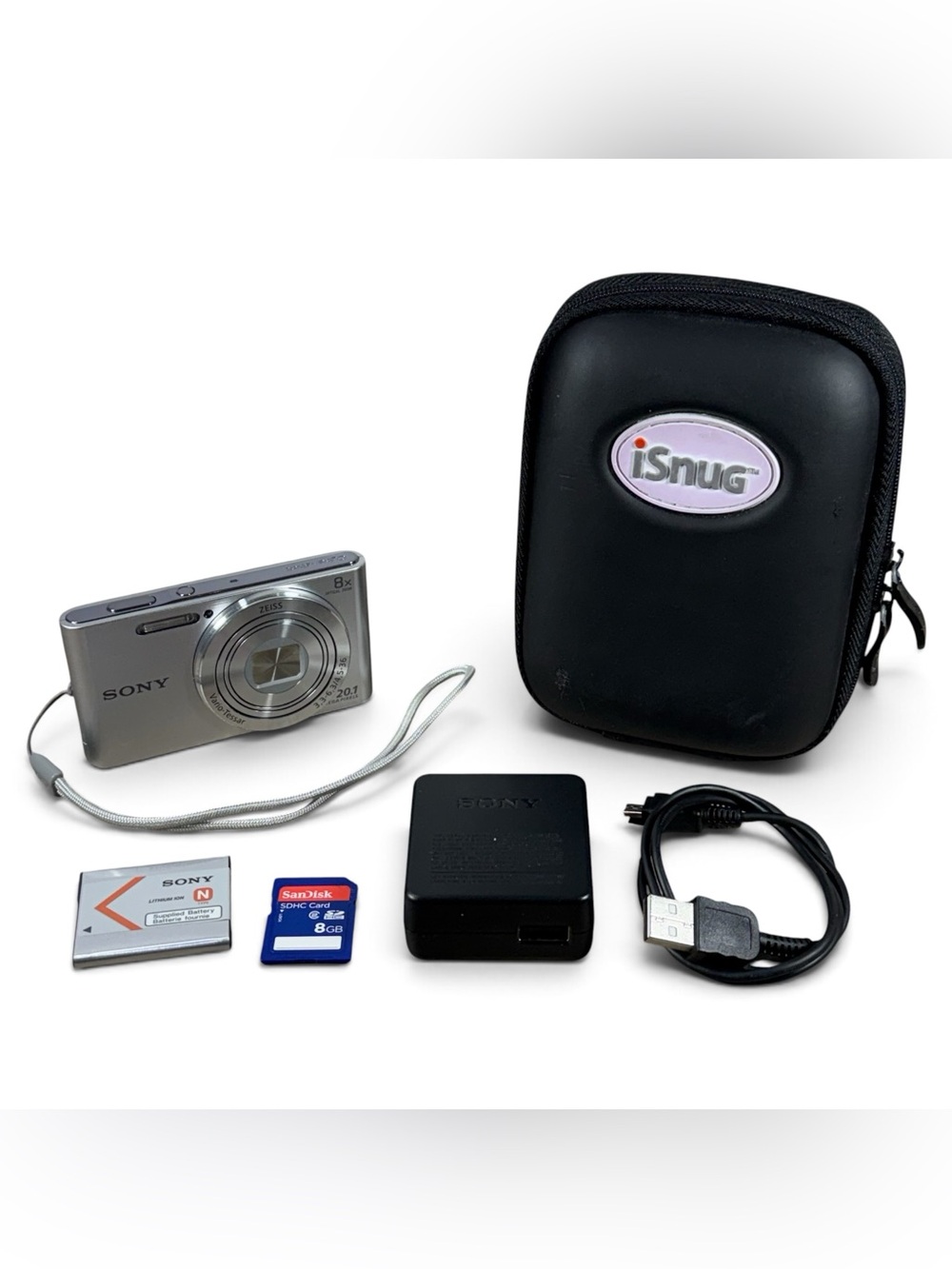 Sony CyberShot Digital Camera DSC W830 Silver W/Case Charger 8GB SD Card VGC